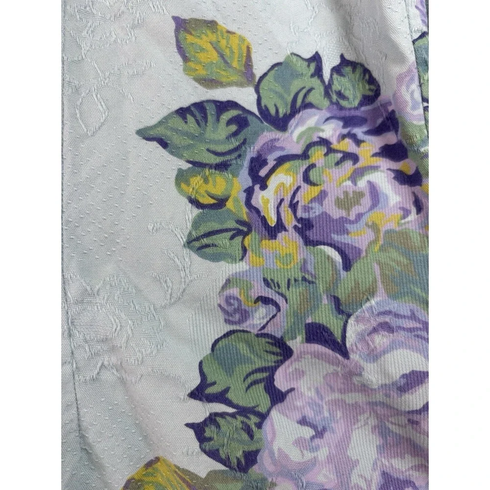J Jill Blue Floral Textured Button Down Blouse Womens S Cotton L/SL